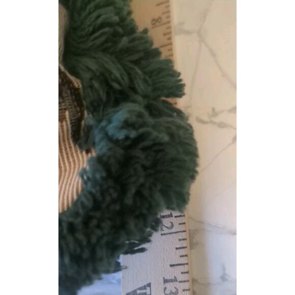 Tapestry Throw Pillow Gardening Spring 22"X12" Green Velvet Back - Picture 8 of 8